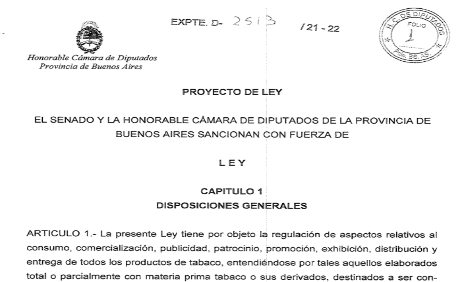 Pedido de audiencia:  Modificación Articulo 3° Proyecto Ley Expediente D-2513/21-22 de la Provincia de Buenos Aires